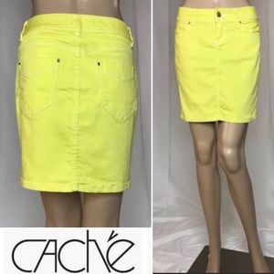 BNWT CACHE Yellow 5 pkt denim mini skirt -2